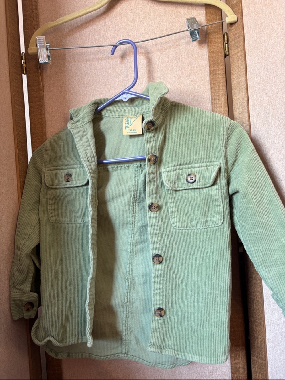 Kids Thereabouts Green Corduroy Button-Up Shacket xxs 4/5